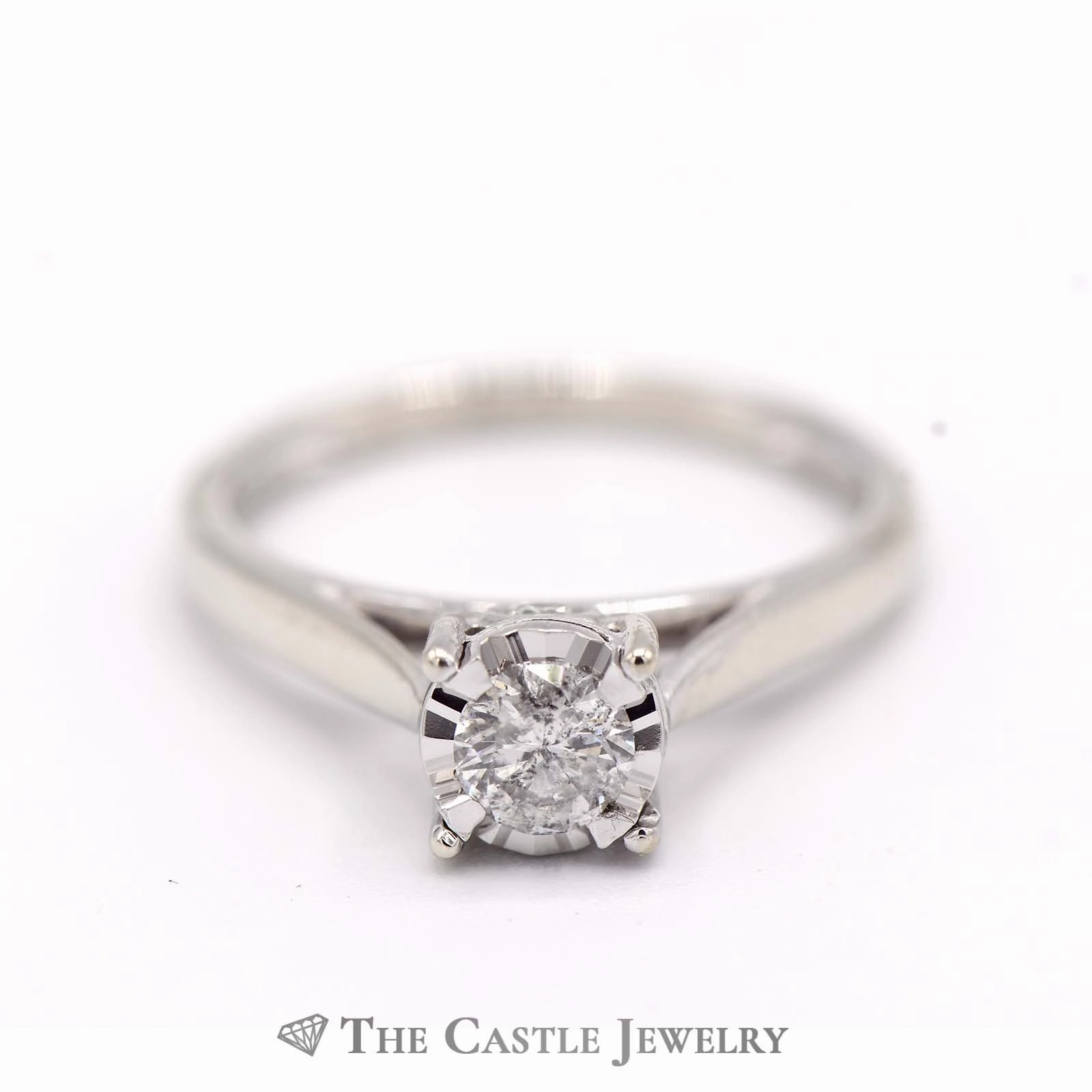 HighEnd Style .33ct Round Illusion Set Diamond Solitaire with Surprise Diamond in 10k White Gold