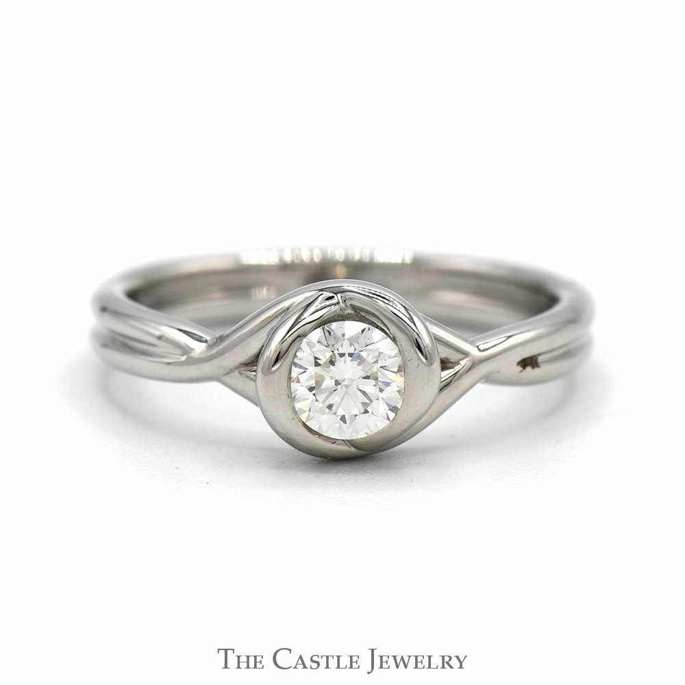 .38ct Diamond Solitaire Engagement Ring with Twisted Design in Platinum Beautiful Style Affordable Craft