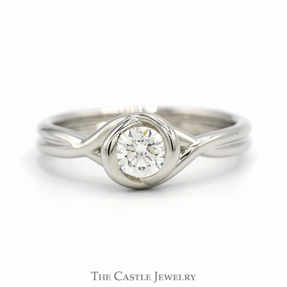 .38ct Round Brilliant Cut Diamond Solitaire with Twisted Designed Platinum Mounting Creative Mark Trendsetter Jewelry