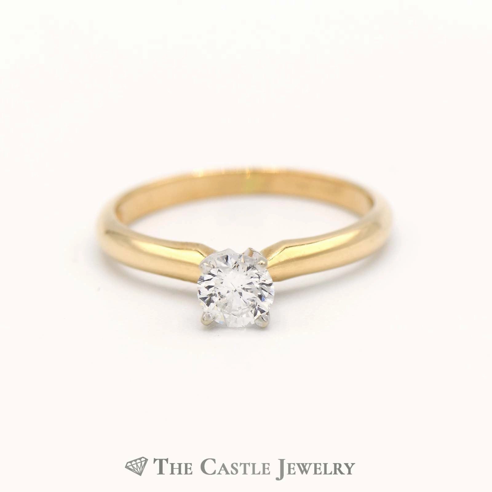 .38ct Round Diamond Solitaire Engagement Ring in 14k Yellow Gold Exquisite Adornment