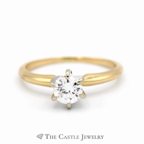 Unique Look .40ct Round Diamond Solitaire in 14k Yellow Gold