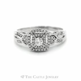 Daily Geometry Stylish Symbol .50CTTW Round Diamond Engagement Ring in 10KT White Gold