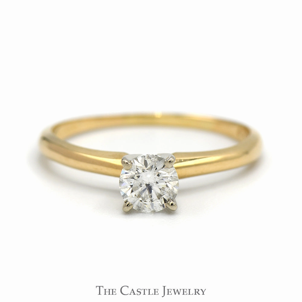 All Purpose Gift Layering Essential .59ct Round Diamond Solitaire Engagement Ring in 14k Yellow Gold