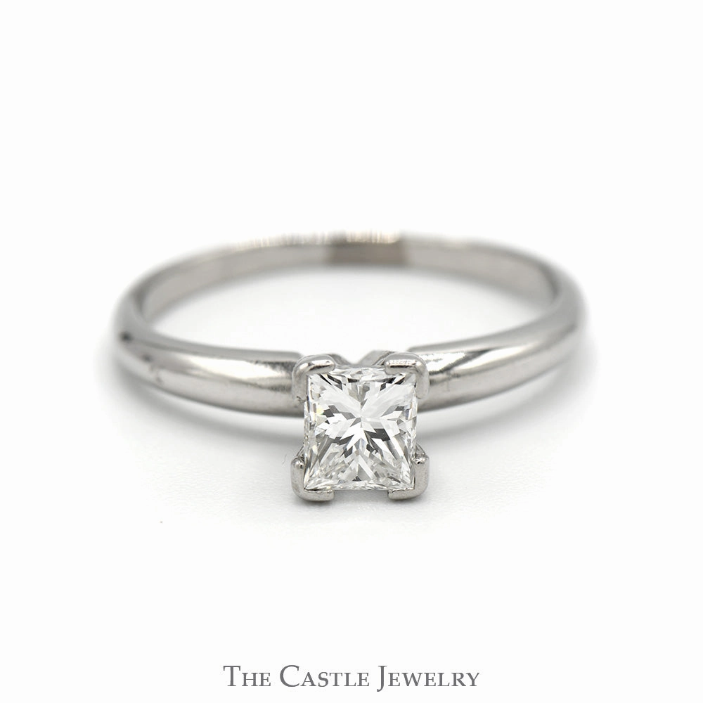 .65ct Princess Cut Diamond Solitaire Engagement Ring in 4 Prong Platinum Setting Affordable Statement Strong Gift