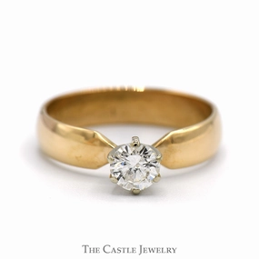 .65ct Round Brilliant Cut Diamond Solitaire Engagement Ring in 14k Yellow Gold Hypoallergenic Object