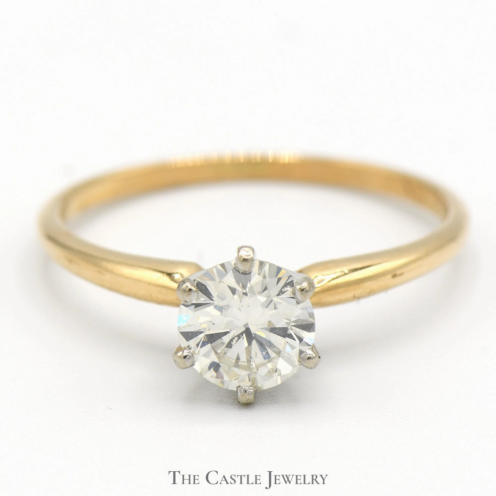 Modern Expression Nighttime Gift .67ct Round Diamond Solitaire Engagement Ring in 14k Yellow Gold