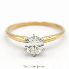 Modern Expression Nighttime Gift .67ct Round Diamond Solitaire Engagement Ring in 14k Yellow Gold