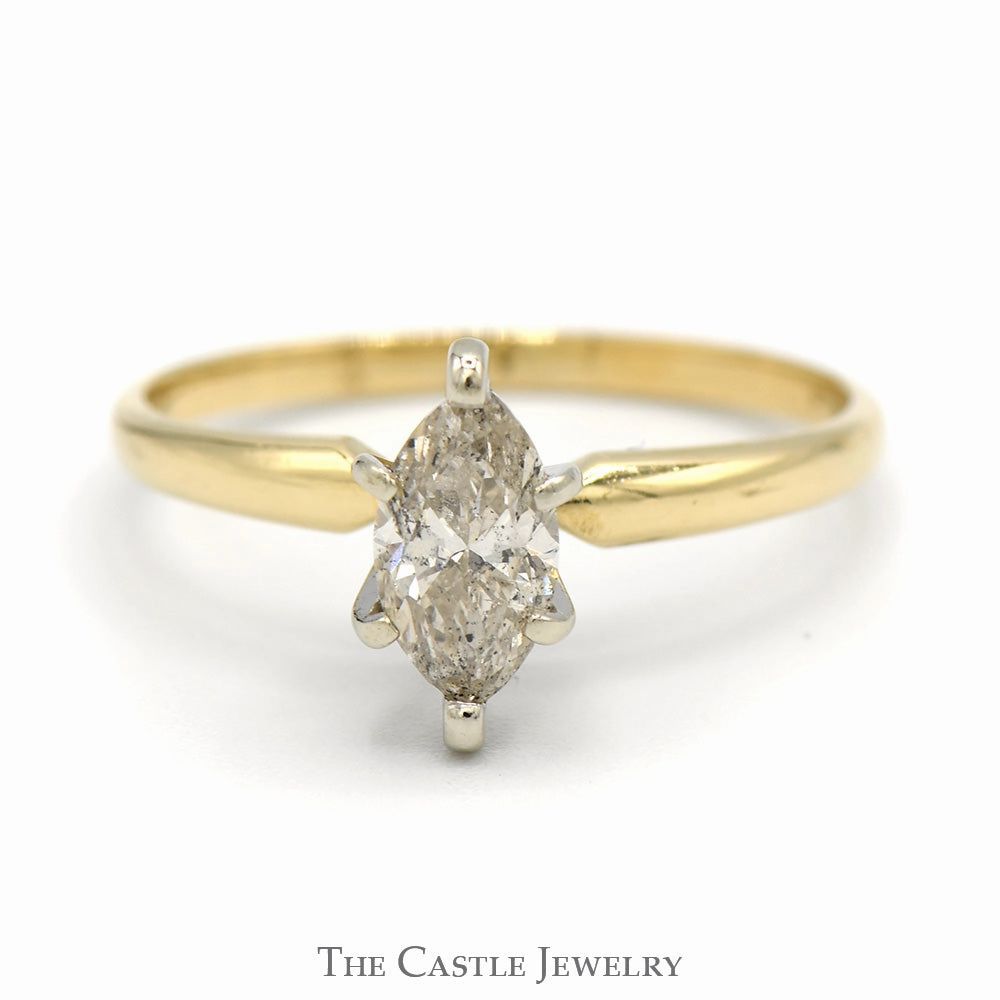 .74ct Marquise Cut Diamond Solitaire Engagement Ring in 14k Yellow Gold Balanced Simplicity Trendy Edge