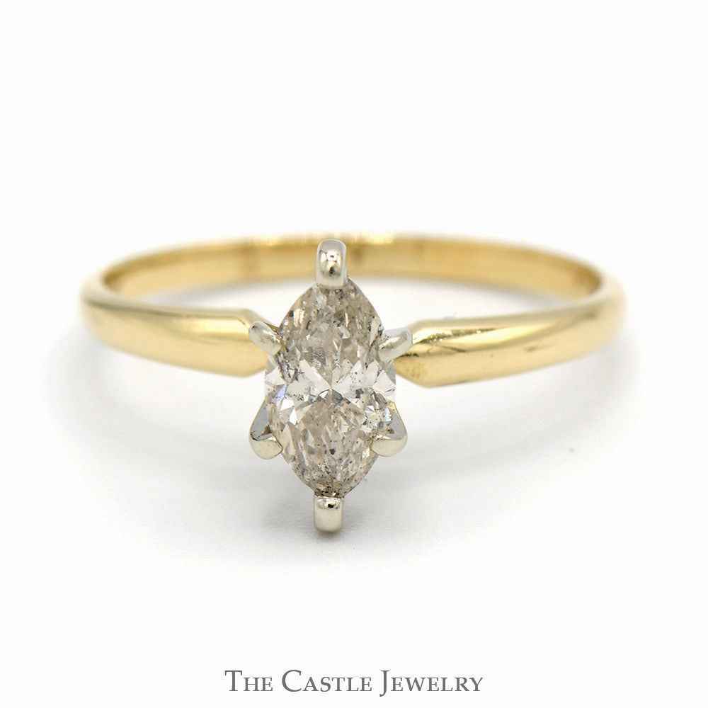 .74ct Marquise Cut Diamond Solitaire Engagement Ring in 14k Yellow Gold Unique Design New Arrival