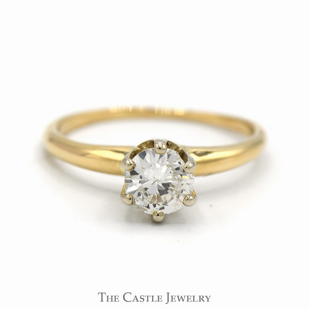 Artistic Design Contemporary Sign .85ct Round Diamond Solitaire Engagement Ring in 14k Yellow Gold