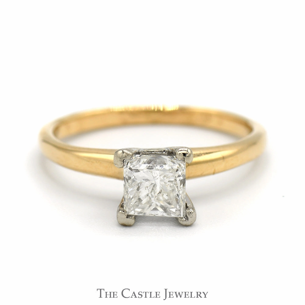.98ct Princess Cut Diamond Solitaire Engagement Ring in 14k Yellow Gold Creative Edge