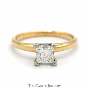 Value Expression Brilliant Craft .98ct Princess Cut Diamond Solitaire Engagement Ring in 14k Yellow Gold
