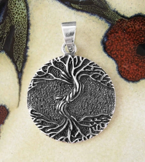 Romantic Accent Date Outfit 'As Above So Below' Tree Oxidized Pendant