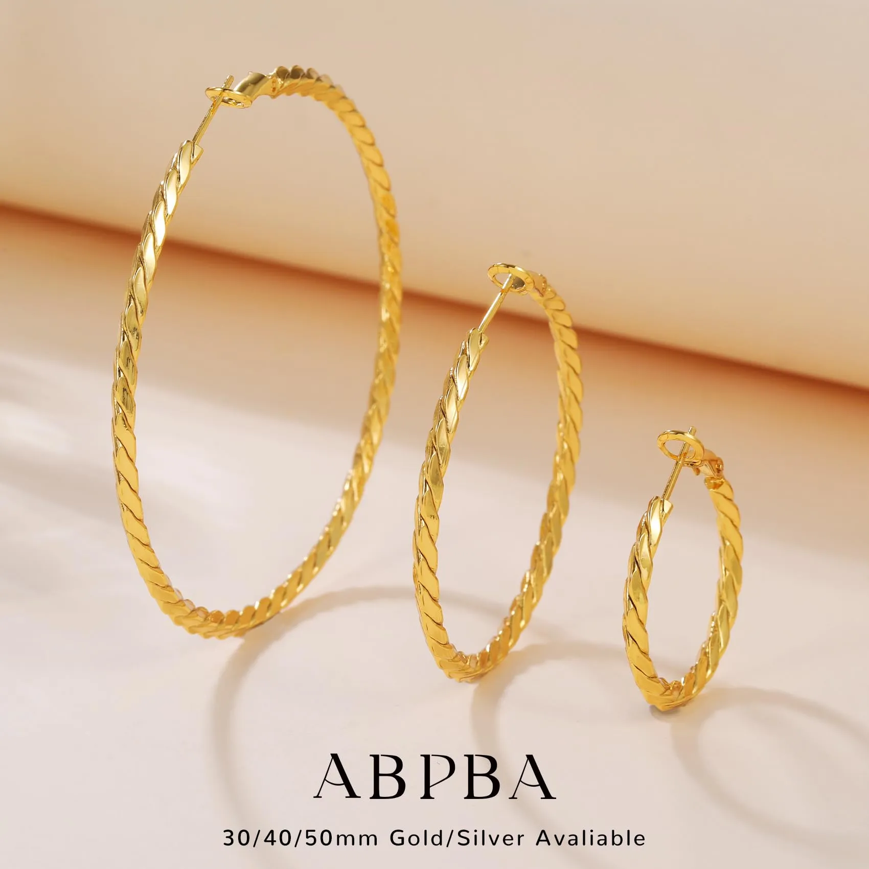 ABPBA 2mm Gold Hoop Earrings for Women 14k Gold Plated Hoop Earrings Lightweight Big Gold Hoop Earrings Hypoallergenic Thin Gold Hoop Earrings for Women Girls 70mm