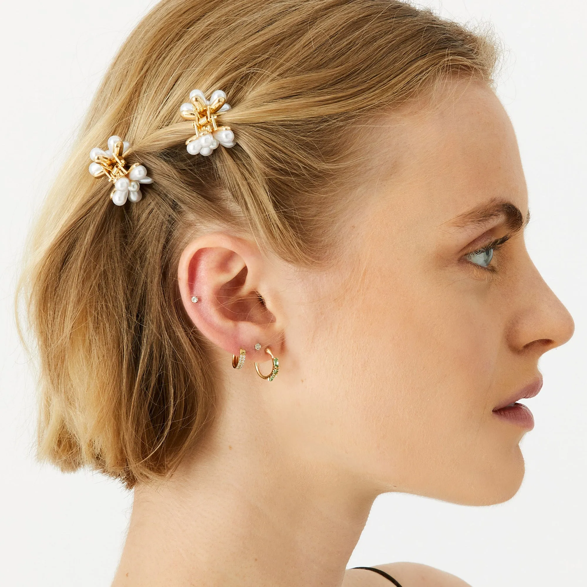Accessorize London Women's Set of 4 Mini Pearl Floral Hair Claw Clips