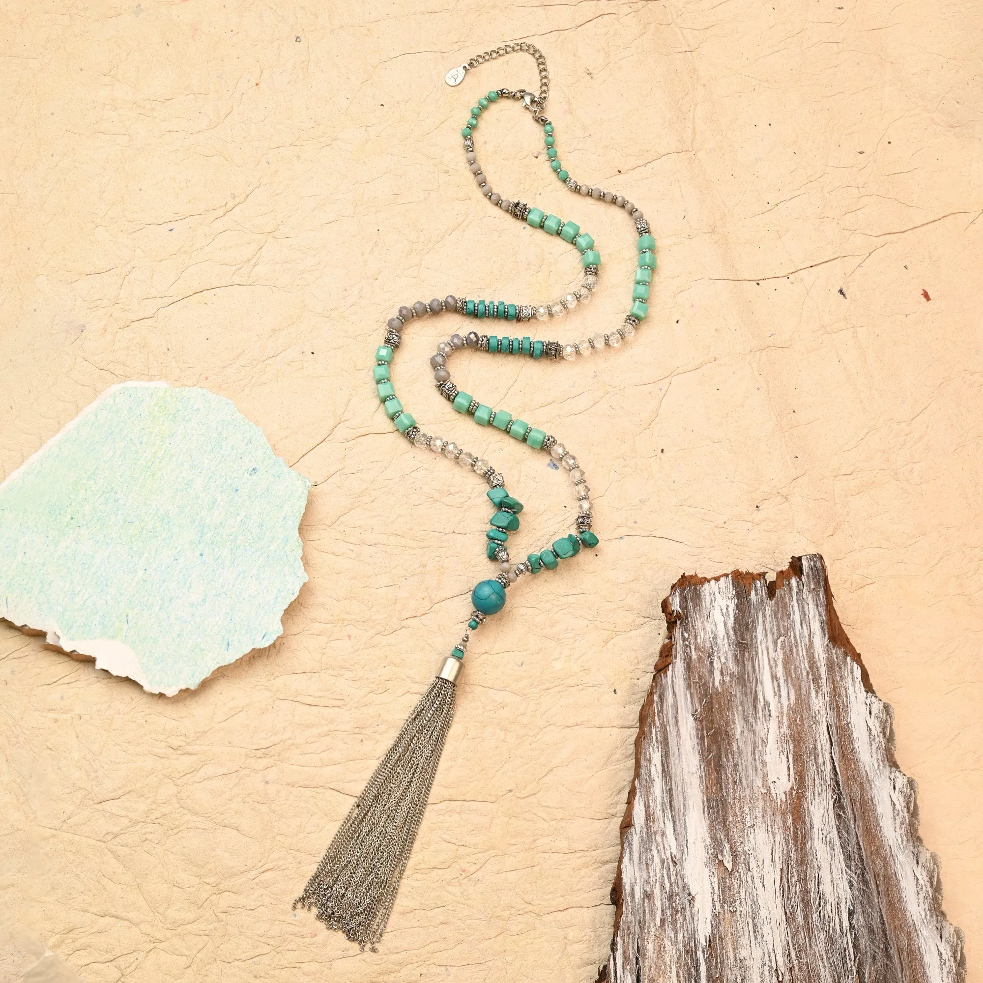 Accessorize London Women's Turquoise Long Tassel Necklace