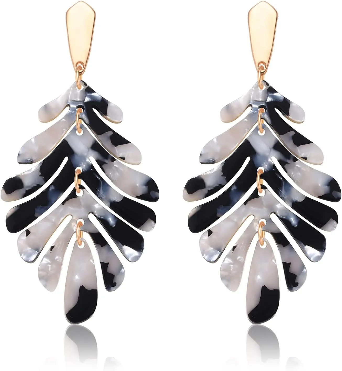 Acrylic Earring for Women - Statement Leaf Drop Dangle Earrings Resin Tortoise Leopard Earrings Bohemian Fashion Jewelry for Mom Friends Gifts