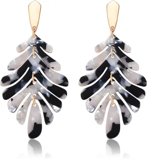 Acrylic Earring for Women - Statement Leaf Drop Dangle Earrings Resin Tortoise Leopard Earrings Bohemian Fashion Jewelry for Mom Friends Gifts