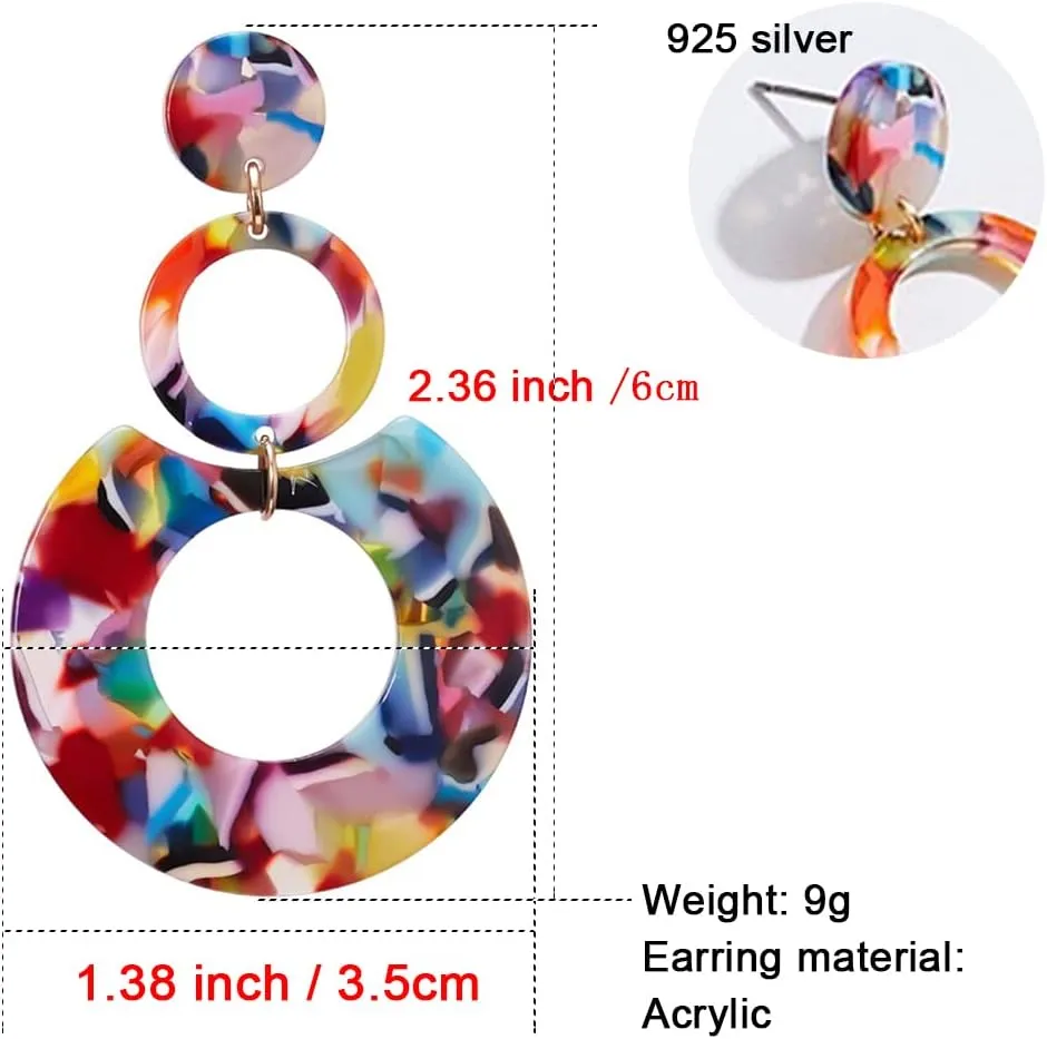 Acrylic Earrings for Women Multicolor Resin Earrings Statement Dangles Drop Earrings
