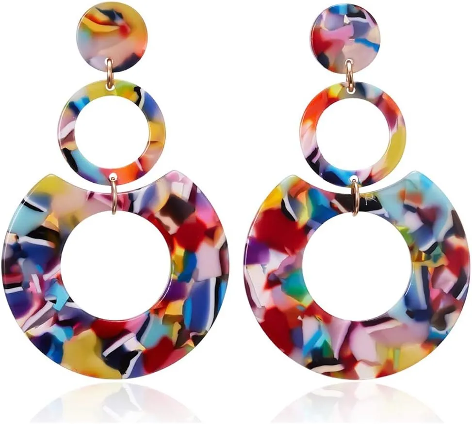 Acrylic Earrings for Women Multicolor Resin Earrings Statement Dangles Drop Earrings