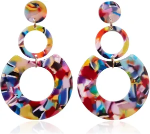 Acrylic Earrings for Women Multicolor Resin Earrings Statement Dangles Drop Earrings