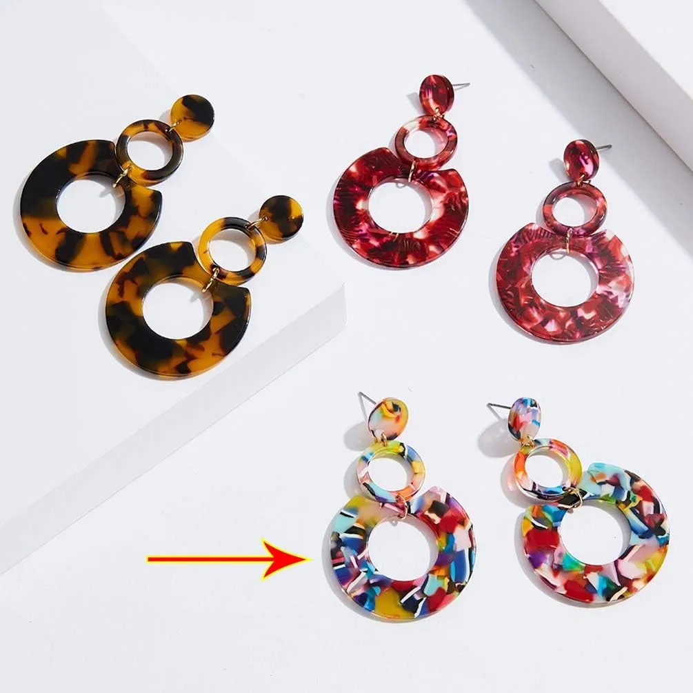 Acrylic Earrings for Women Multicolor Resin Earrings Statement Dangles Drop Earrings