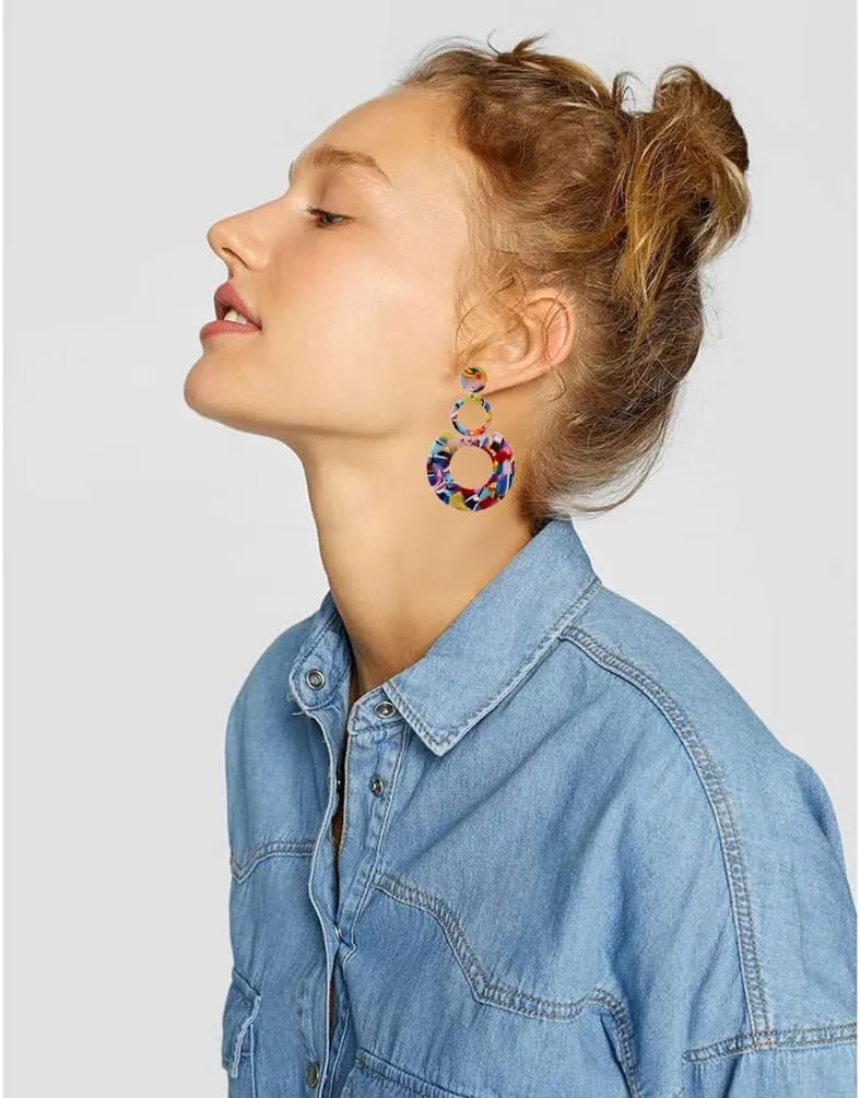 Acrylic Earrings for Women Multicolor Resin Earrings Statement Dangles Drop Earrings