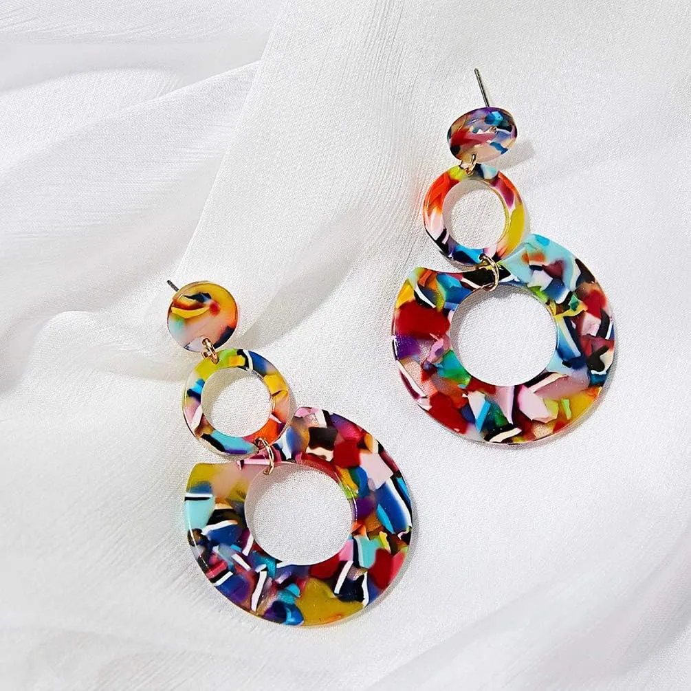 Acrylic Earrings for Women Multicolor Resin Earrings Statement Dangles Drop Earrings