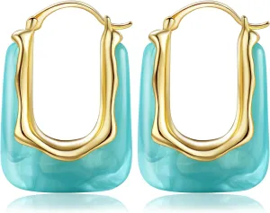 Acrylic Gold Hoop Earrings Chunky Huggie Statement Vintage Earrings Cute Resin Drop Earring Trendy Jewelry Gifts for Women