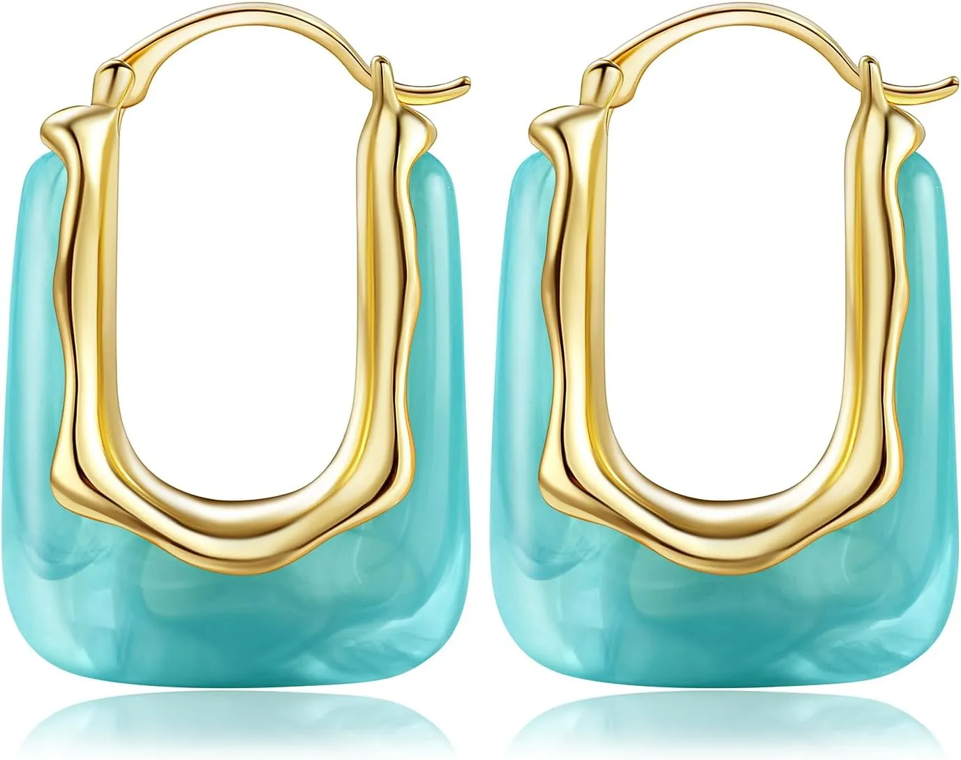 Acrylic Gold Hoop Earrings Chunky Huggie Statement Vintage Earrings Cute Resin Drop Earring Trendy Jewelry Gifts for Women