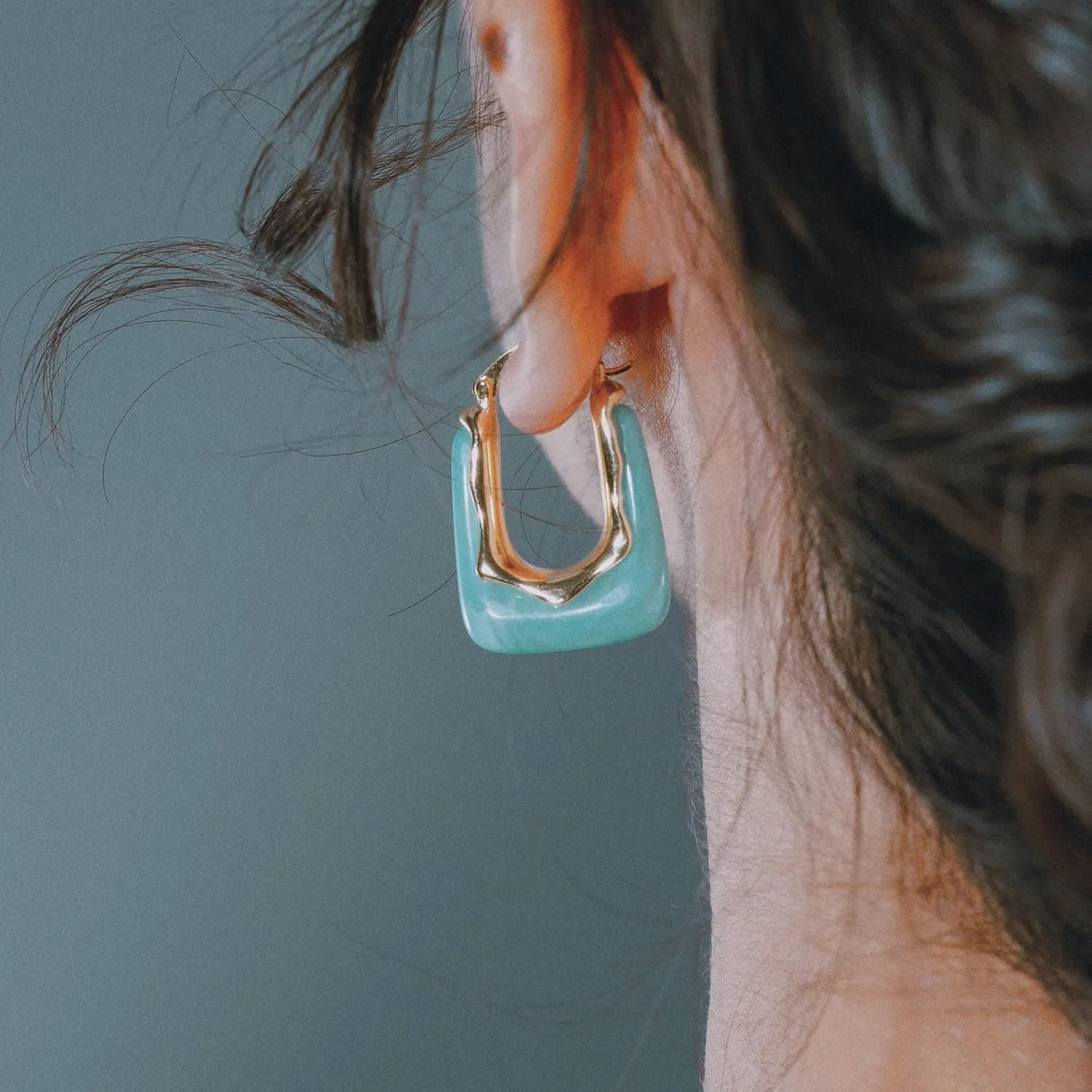 Acrylic Gold Hoop Earrings Chunky Huggie Statement Vintage Earrings Cute Resin Drop Earring Trendy Jewelry Gifts for Women