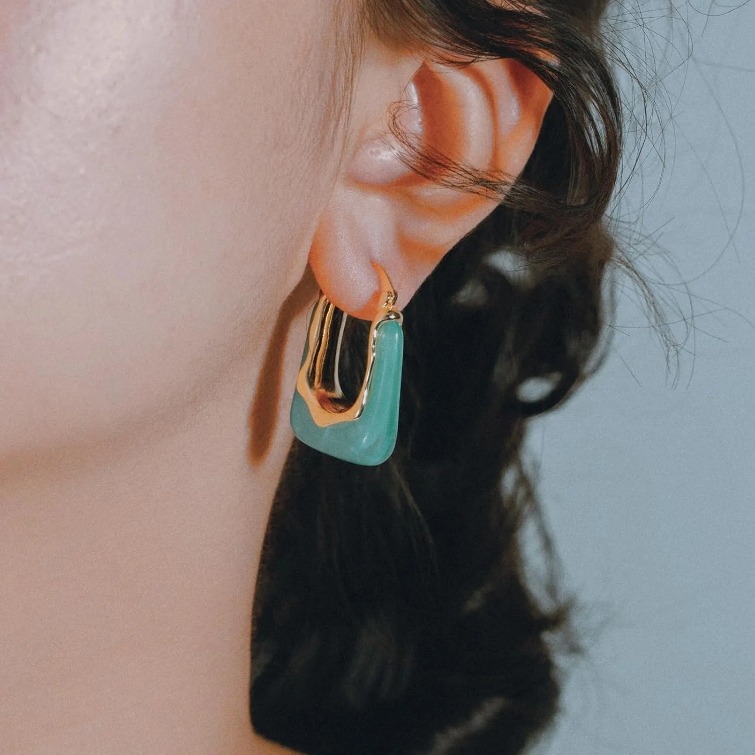 Acrylic Gold Hoop Earrings Chunky Huggie Statement Vintage Earrings Cute Resin Drop Earring Trendy Jewelry Gifts for Women