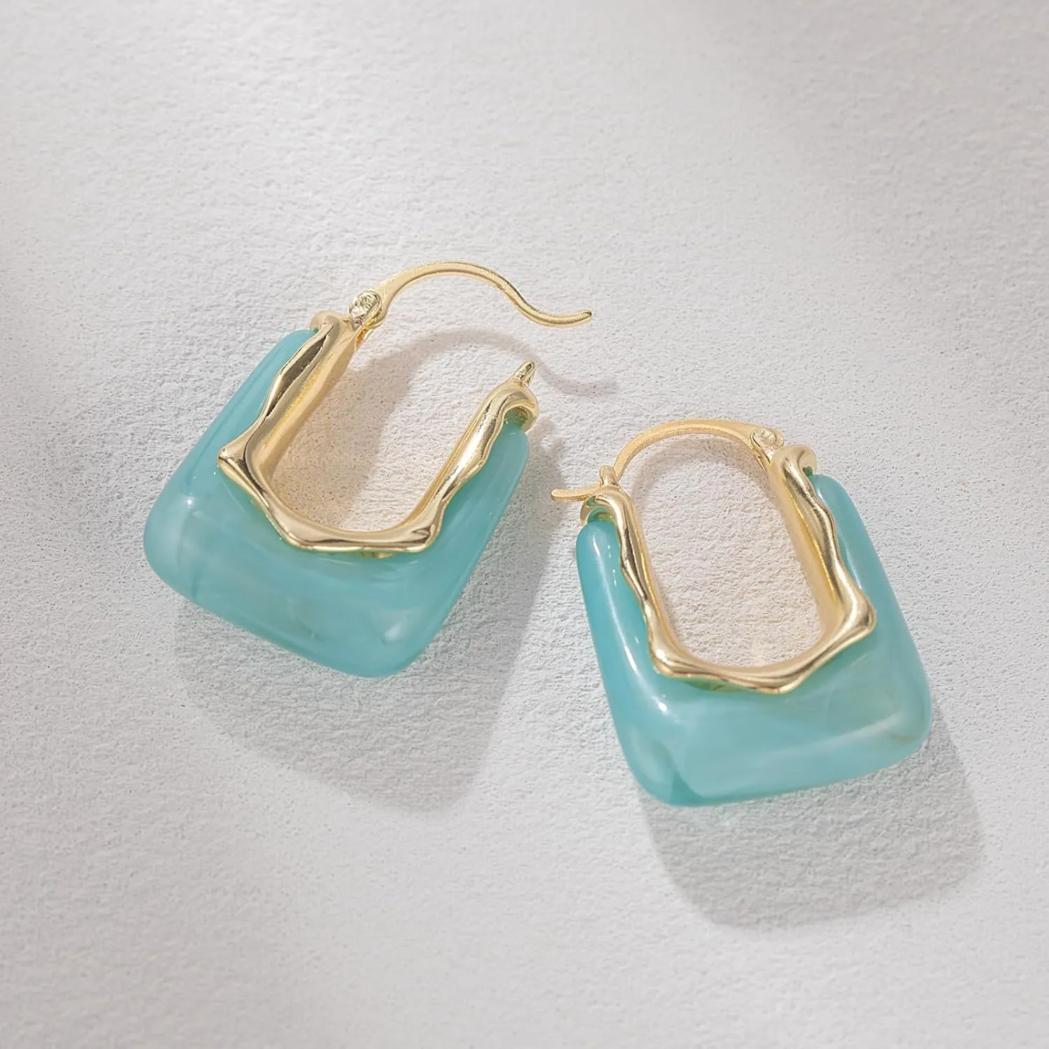 Acrylic Gold Hoop Earrings Chunky Huggie Statement Vintage Earrings Cute Resin Drop Earring Trendy Jewelry Gifts for Women