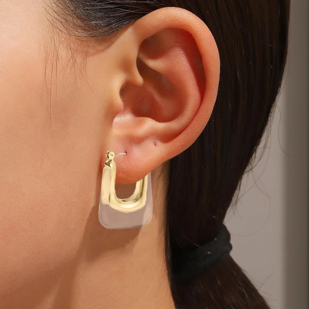 Acrylic Hoop Earrings Colour Resin Earrings Geometric Acrylic Minimalist Clear Chunky Hoops Earrings for Women