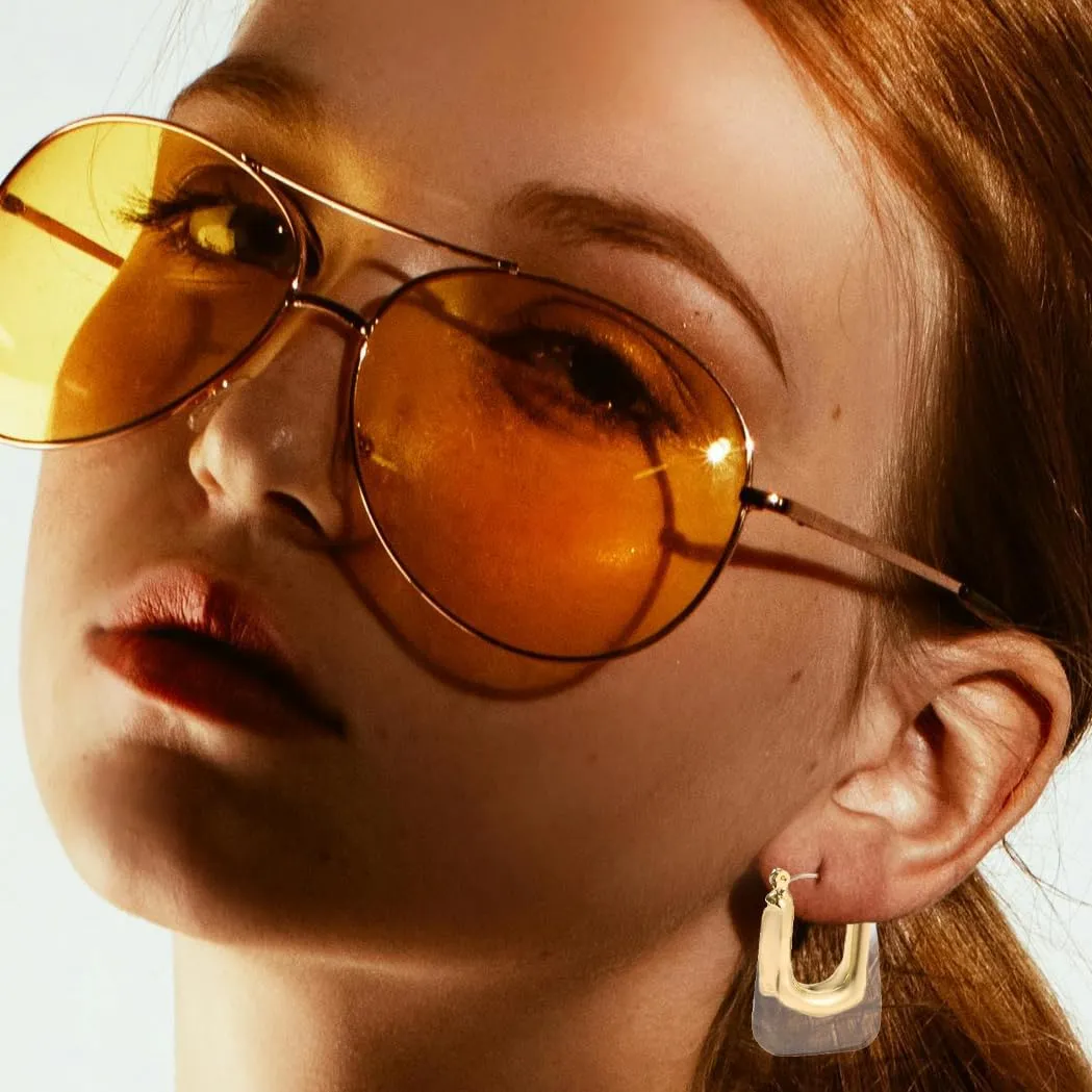 Acrylic Hoop Earrings Colour Resin Earrings Geometric Acrylic Minimalist Clear Chunky Hoops Earrings for Women