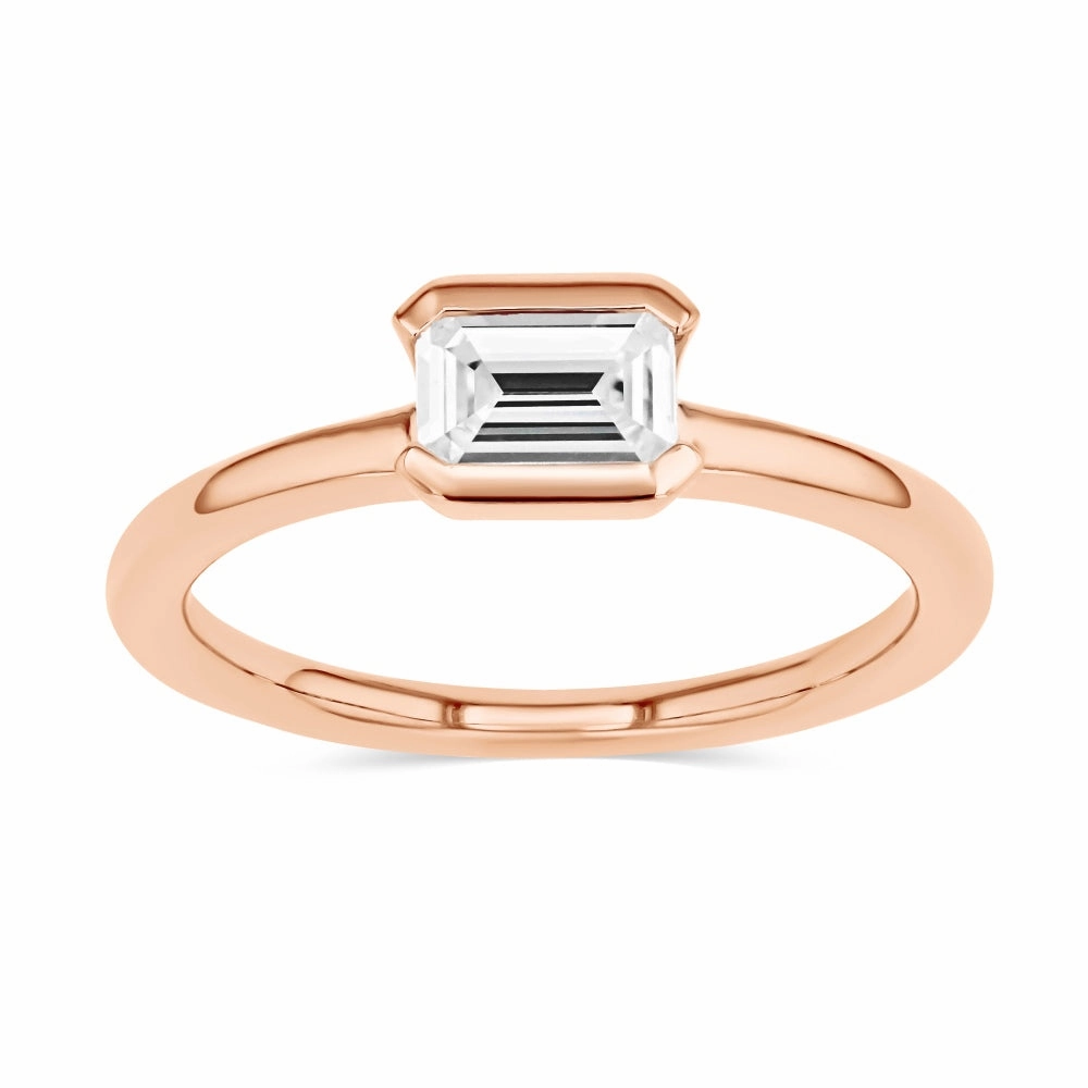 Addison Lab Grown Diamond East-West Half Bezel Solitaire Engagement Ring Senior Gift Personal Symbol