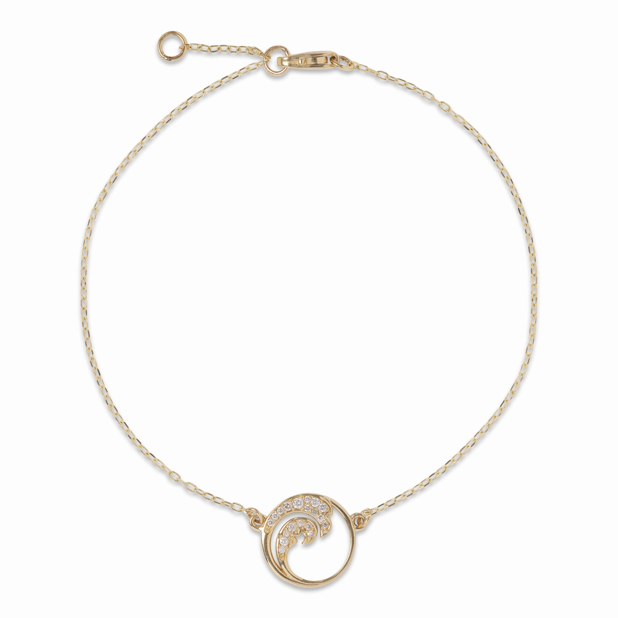 Glamorous Appeal Adjustable 7-7.5" Nalu Bracelet in Gold with Diamonds
