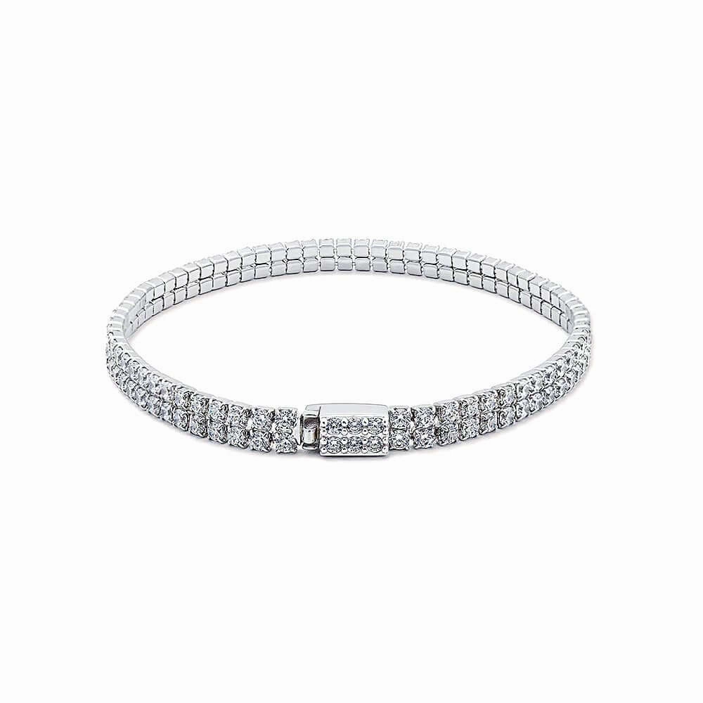 Lucky Fusions 925 Sterling Silver Double Row Diamond Tennis Bracelet For Men and Women