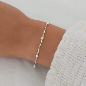 Sterling Silver Satellite Chain Bracelet with Tiny Square beads Symbolically Charged Crafted For Comfort