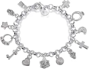 Aeora S925 Silver Thirteen Hanging Pieces Bracelet for Women Gift Bracelets & Bangles Jewelry