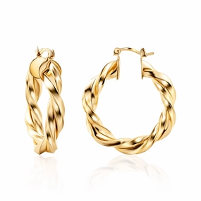 Embellished Jewelry Fashionable Detail 18K Gold Plated Twisted Hoop Earrings Intertwined Earrings