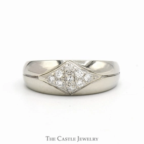 Artistic Jewelry Side Set Marquise Shaped Diamond Cluster Men's Ring in 10k White Gold