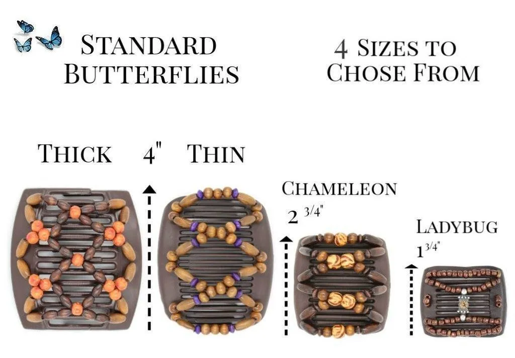 African Butterfly LadyBug Hair Comb - Pink Raspberry 07