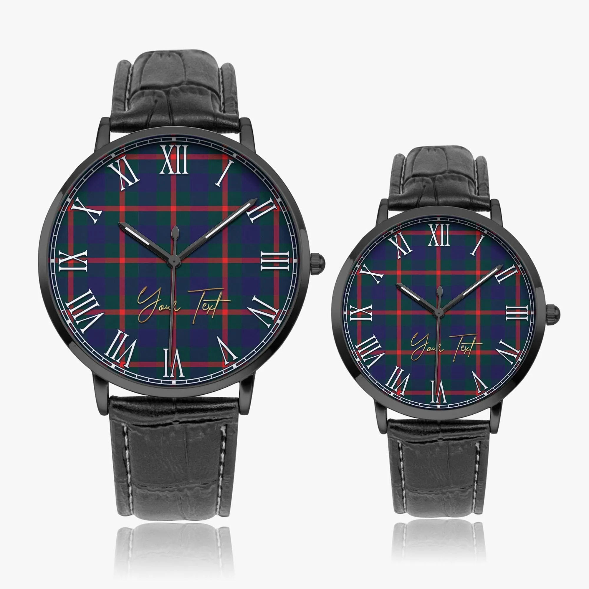 Agnew Tartan Personalized Your Text Leather Trap Quartz Watch