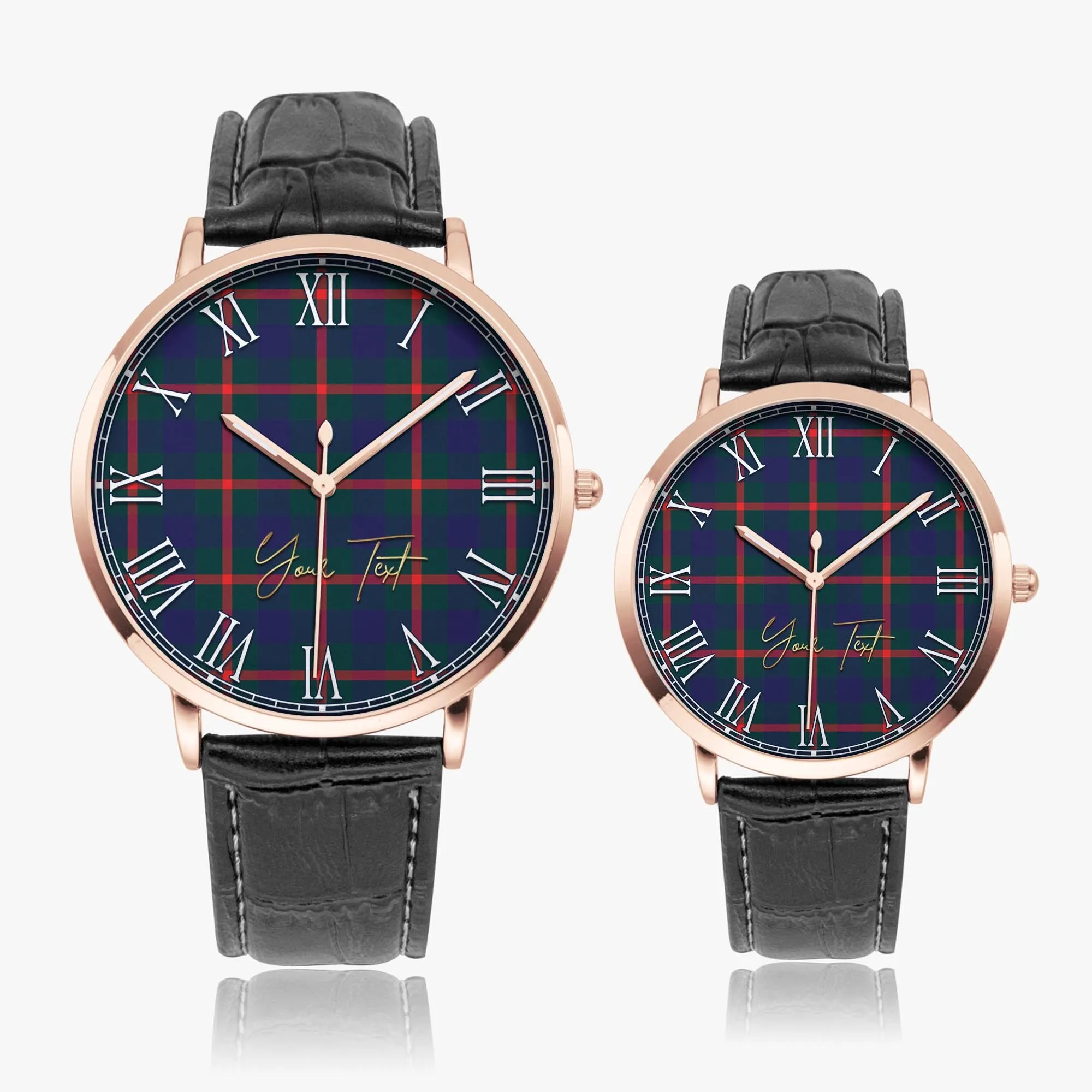 Agnew Tartan Personalized Your Text Leather Trap Quartz Watch