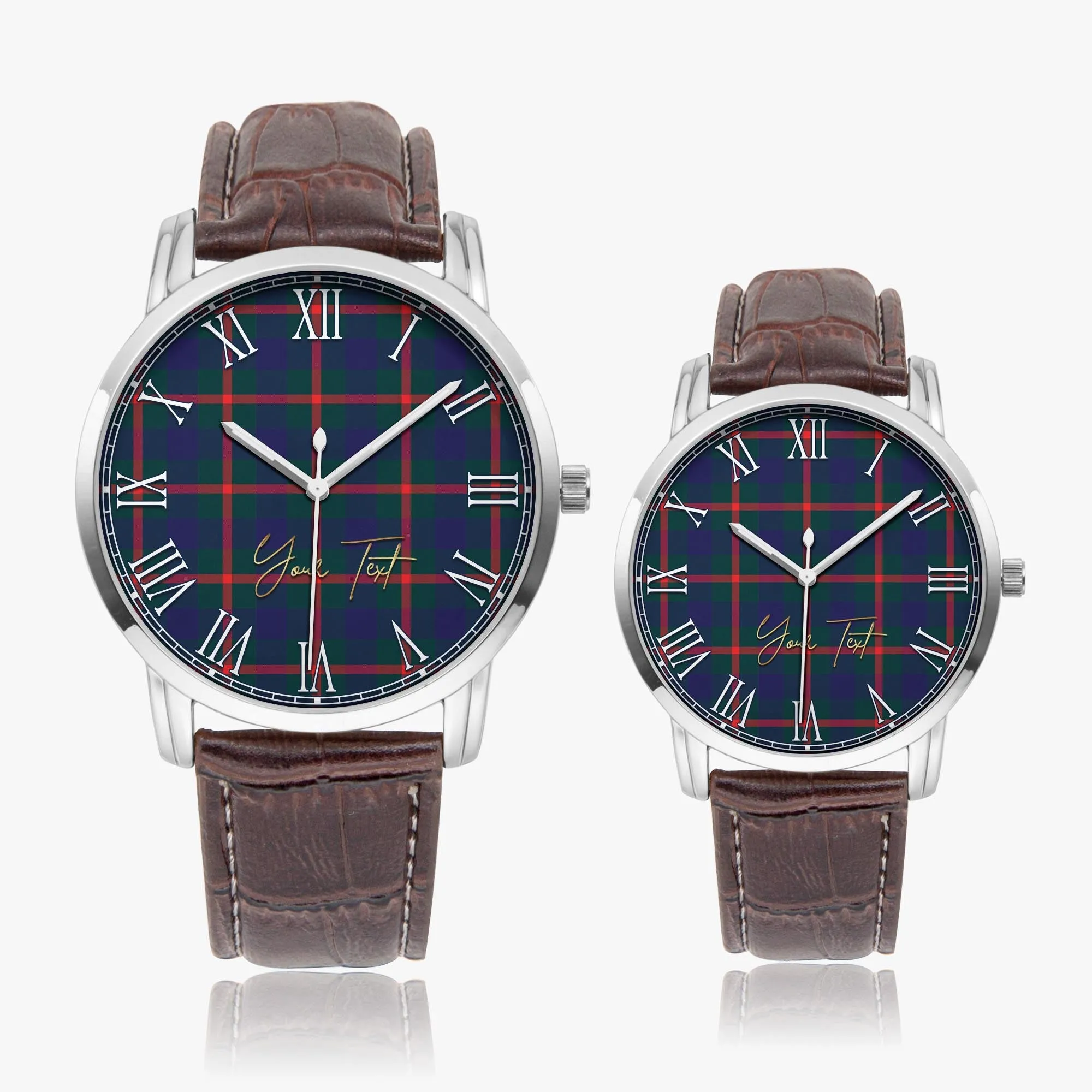 Agnew Tartan Personalized Your Text Leather Trap Quartz Watch