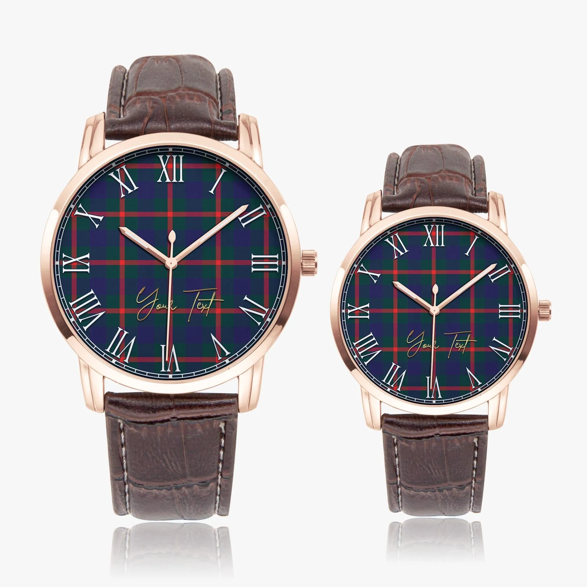 Agnew Tartan Personalized Your Text Leather Trap Quartz Watch