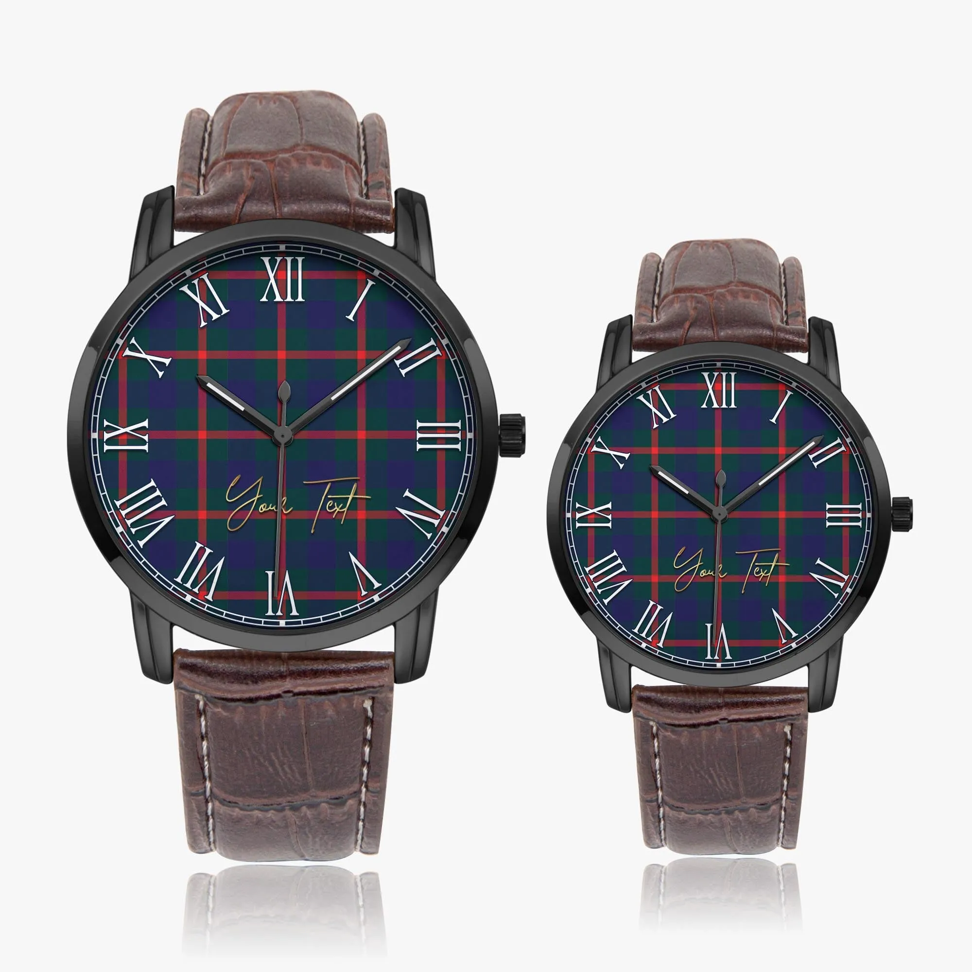 Agnew Tartan Personalized Your Text Leather Trap Quartz Watch