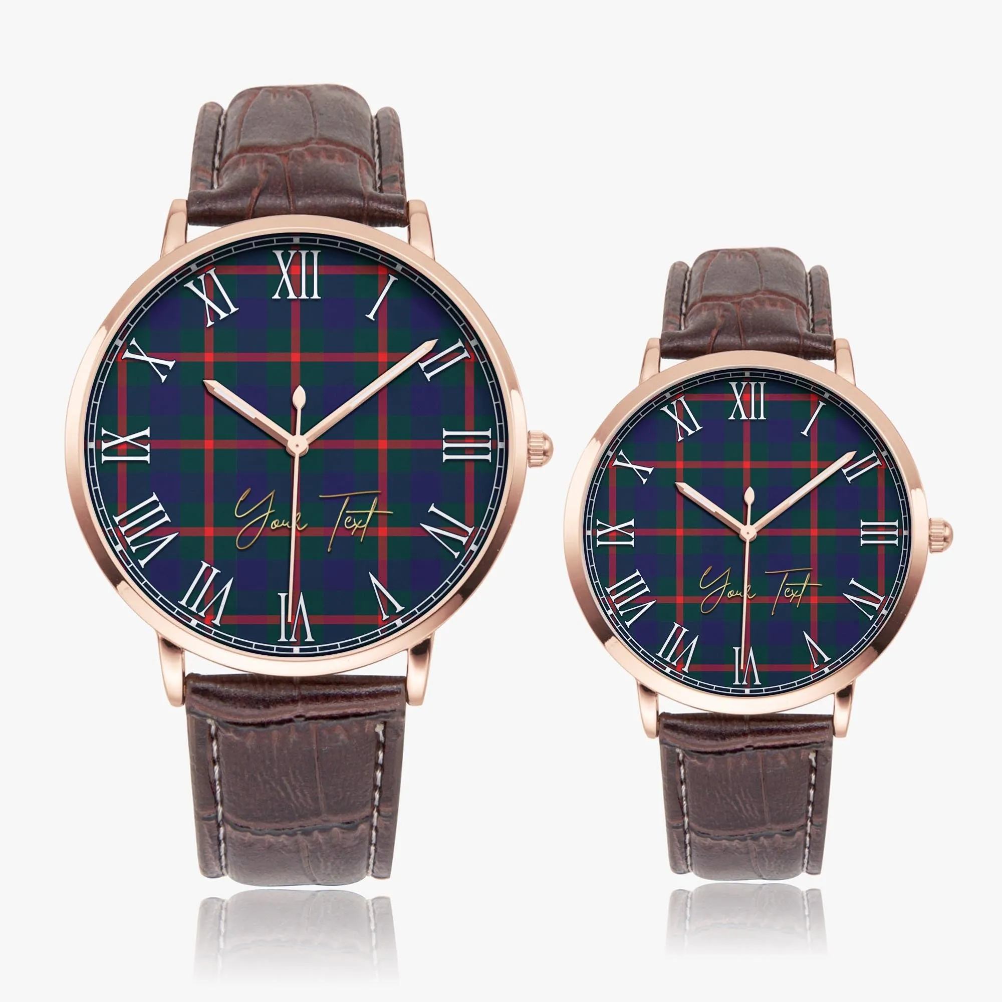 Agnew Tartan Personalized Your Text Leather Trap Quartz Watch