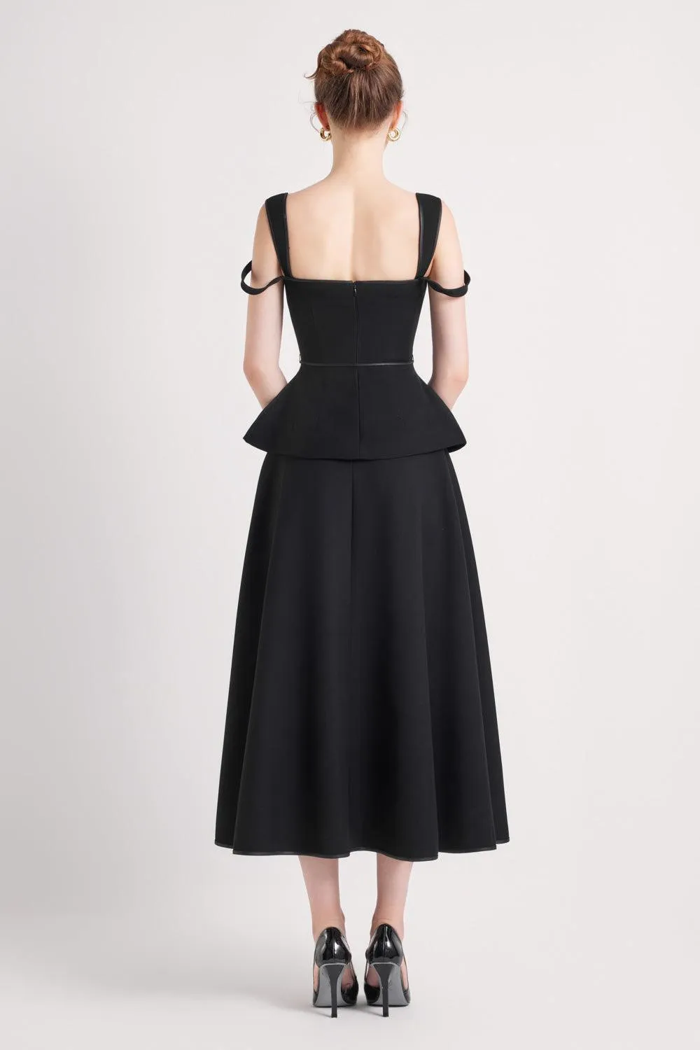 Aine Peplum Semi-Heart Neck Polycotton Top